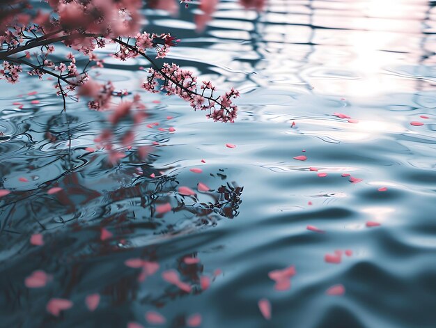 Mooie kersenbloesems in de lente Kersenbloesems worden weerspiegeld in het water