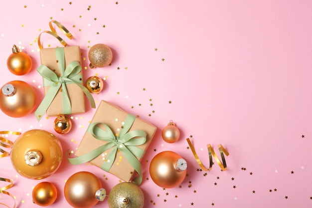 Mooie kerstachtergrond met plaats voor tekst bovenaanzicht