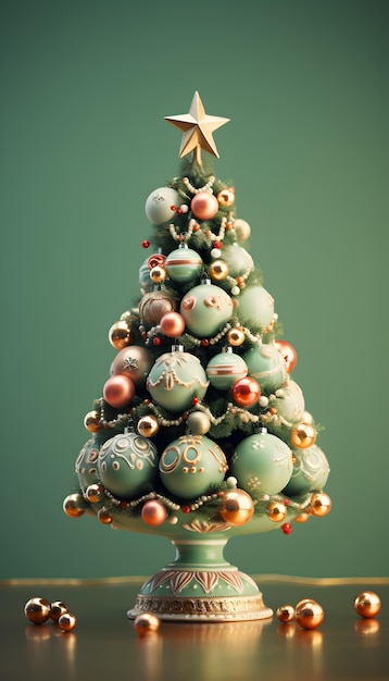 Foto mooie kerstboom versierd met sieraden