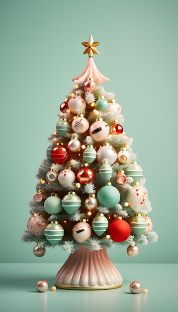 Foto mooie kerstboom versierd met sieraden