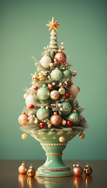 Foto mooie kerstboom versierd met sieraden