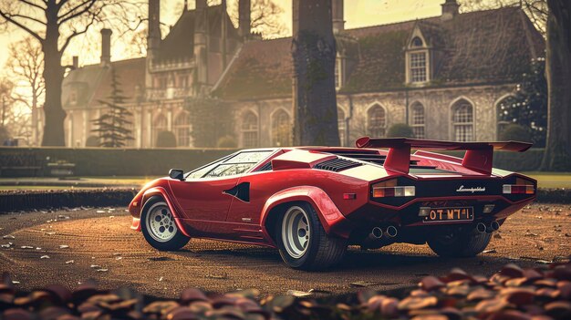 Foto mooie klassieke vintage lamborghini countach mint conditie ingewikkelde gedetailleerde dramatische licht