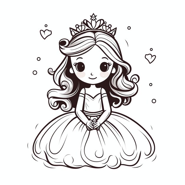 Mooie kleine prinsesje Vector illustratie Continuous line art in elegante stijl