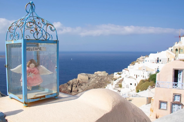 Mooie kleine stad en landschapsmening in Santorini of Oia Isalnd Griekenland.