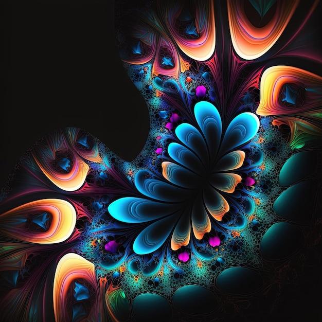 Mooie kleurrijke abstracte fractal achtergrond Generatieve Ai