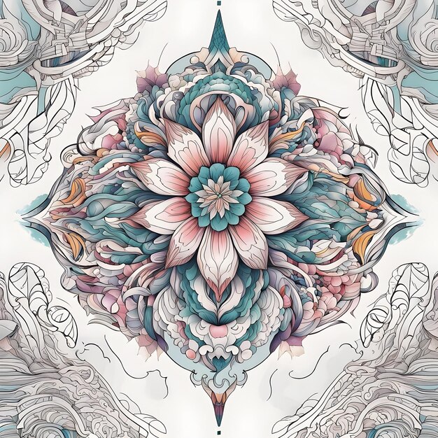 Mooie kleurrijke bloem tattoo kunst ontwerp illustratie met fijne details met scherpe lijnen
