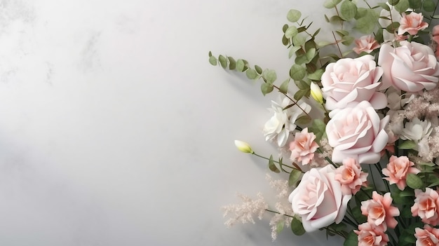 Mooie kleurrijke bruiloft boeket achtergrond witte achtergrond Generatieve AI