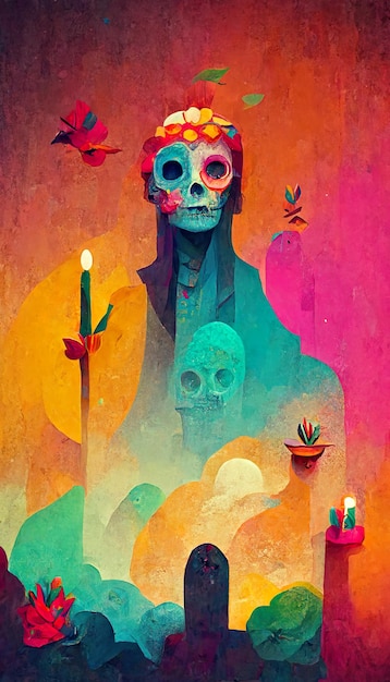 Mooie kleurrijke illustratie van de dag van de doden dia de muertos
