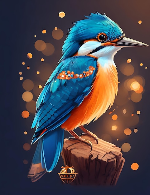 Mooie kleurrijke kingfisher illustratie op de twijg