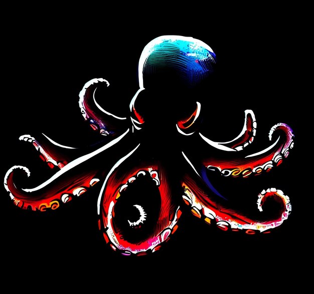 Foto mooie kleurrijke octopus in pop-art voor uw ontwerpen