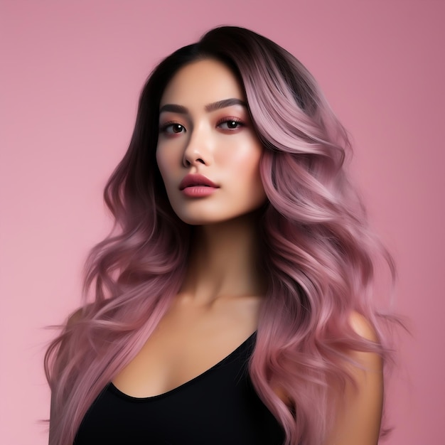 mooie Koreaanse vrouw met stijlvolle haarkleur
