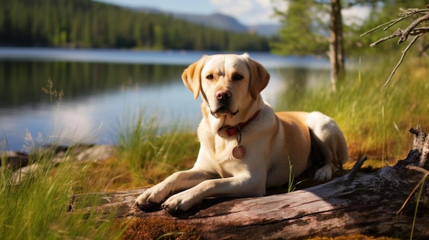 Mooie labrador retriever hond natuur ras gelukkige foto AI gegenereerde kunst
