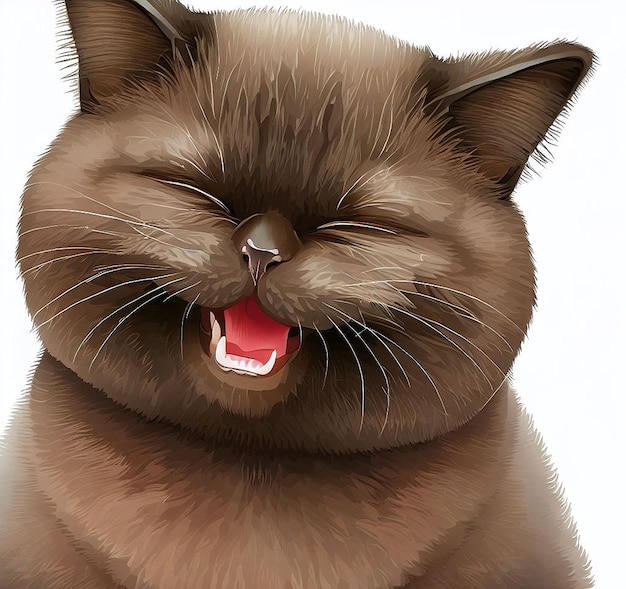 Mooie lachende kat illustratie pictogram avatar emoji ai afbeelding idee concept behang tekening kitten