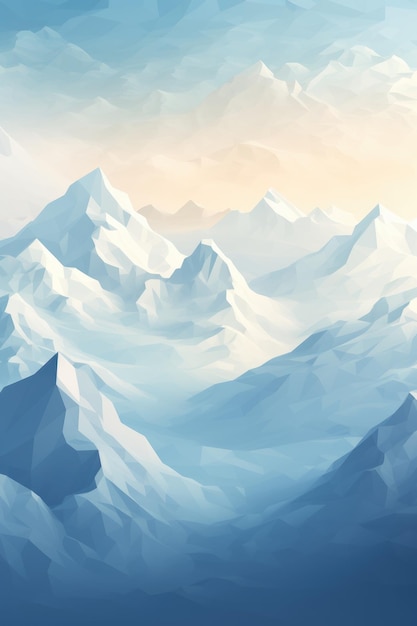 Foto mooie lage poly bergen abstract landschap illustratie