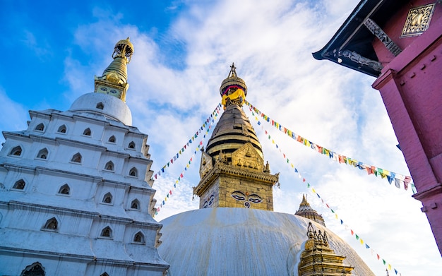 Mooie landschapsmening van Swayambhunath-stupa in Kathmand Nepal