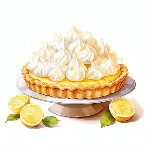 mooie Lemon Meringue Pie aquarel clipart illustratie