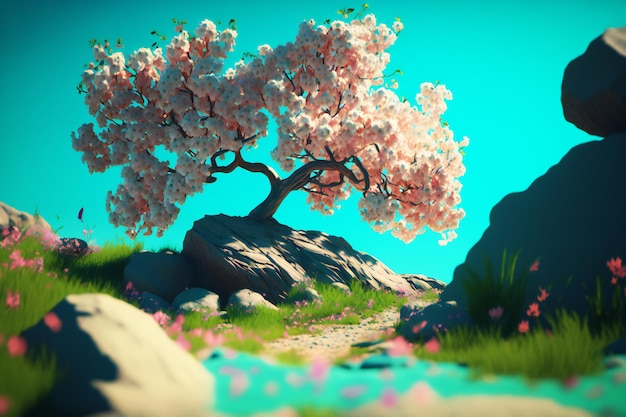 mooie lente achtergrond minimalistisch met bomen