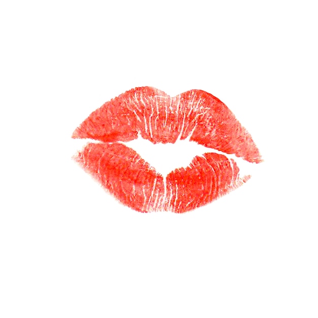 Foto mooie lippen kussen trace, geïsoleerd op een witte ondergrond