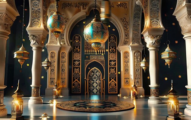 Mooie luxe 3D-moskee gegenereerd door AI