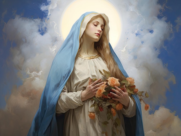 Mooie Maagd Maria die Heilige Maria moeder van God Onze Lieve Vrouw olieverfschilderij fijne kunstwerken schildert
