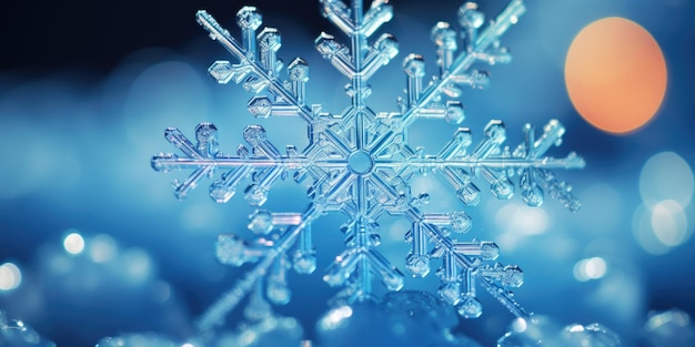 Mooie macro foto van een sneeuwvlok Winter Hoogwaardige foto Generatieve AI