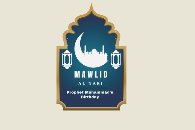 Mooie mawlid al nabi islamitisch festival Profeet Muhammad's verjaardag groet ontwerp vector