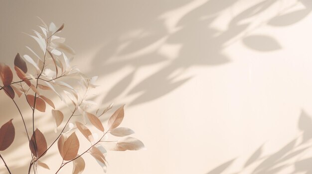 Foto mooie minimalistische bloem op lichte muur achtergrond mockup