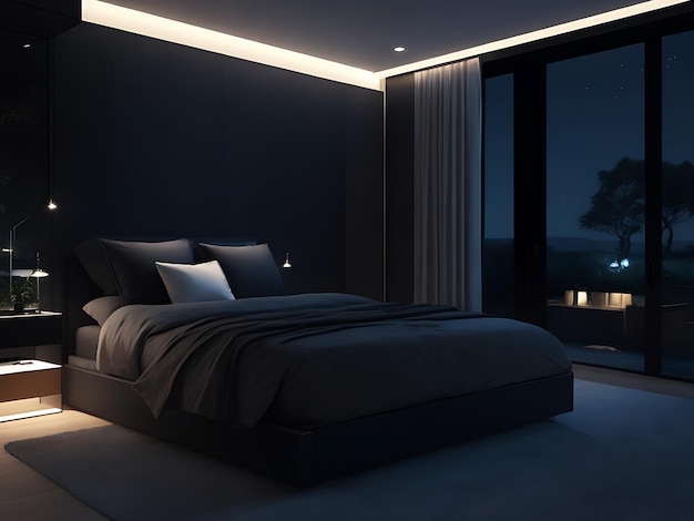 Foto mooie moderne slaapkamer met meubilair