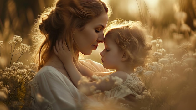 Mooie moeder en kind wereld moeder39s dag AI gegenereerde afbeelding