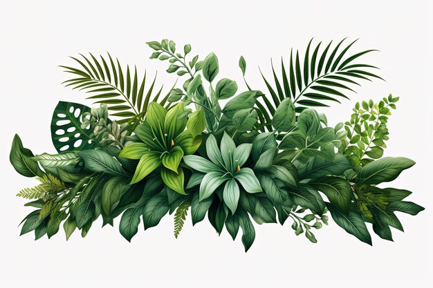 Mooie Monstera tropische groene bladeren planten op witte achtergrond 3d rendering