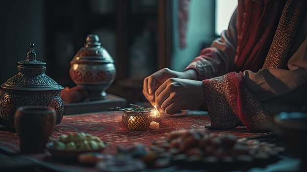 Mooie moskee lantaarn illustratie met Ramadan thema 3d realistisch