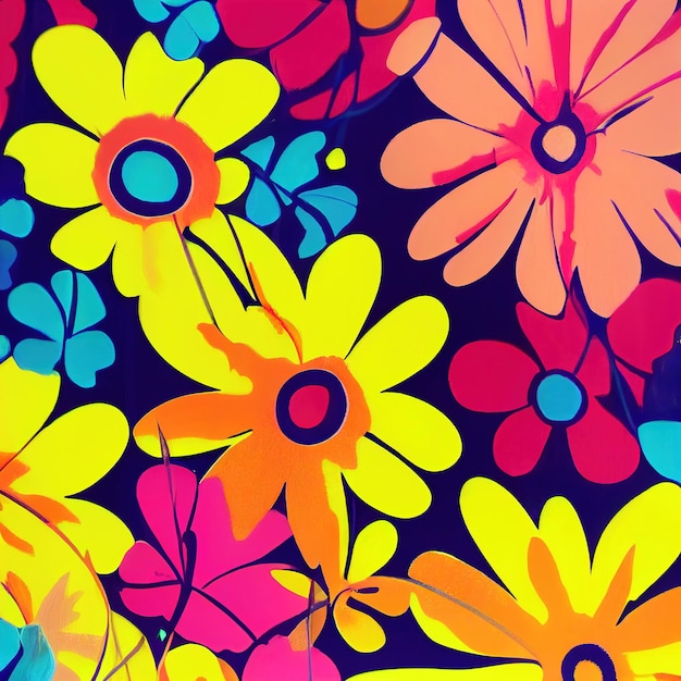 Mooie naadloze vector bloemmotief lente zomer achtergrond met tropische bloemen palmbladeren jungle blad hibiscus paradijsvogel bloem exotische behang digitaal schilderen