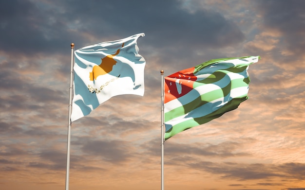 Mooie nationale vlaggen van Abchazië en Cyprus samen