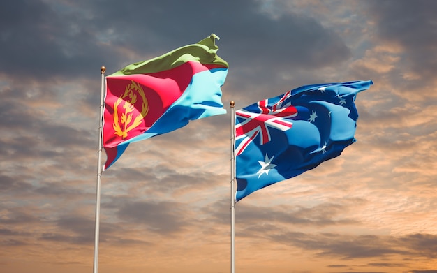 Mooie nationale vlaggen van Australië en Eritrea samen