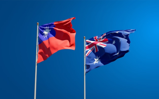 Mooie nationale vlaggen van Australië en Taiwan samen