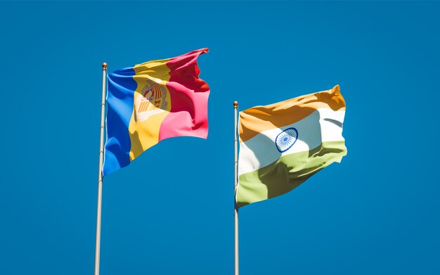 Mooie nationale vlaggen van India en Andorra samen