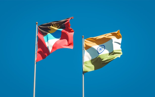 Mooie nationale vlaggen van India en Antigua en Barbuda samen