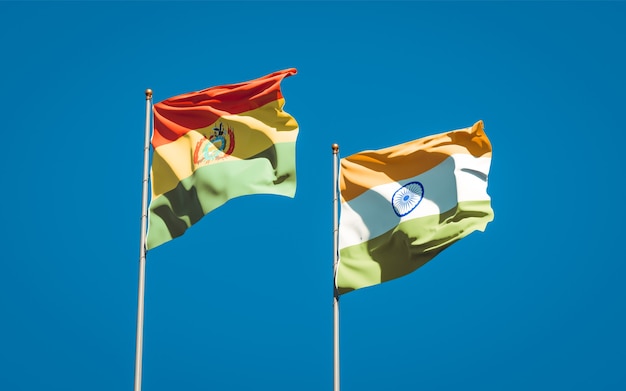 Mooie nationale vlaggen van india en bolivia samen