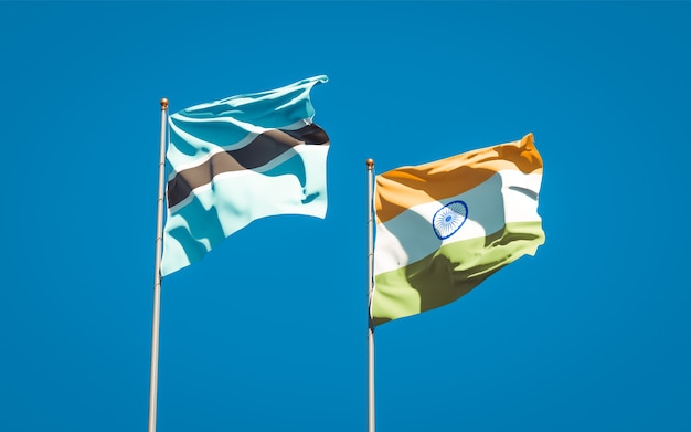 Mooie nationale vlaggen van India en Botswana samen