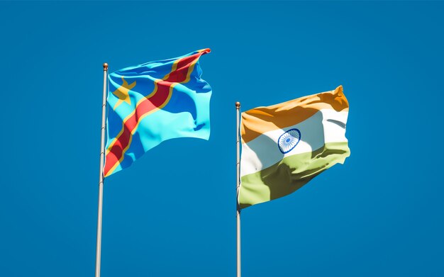 Mooie nationale vlaggen van India en Congo samen