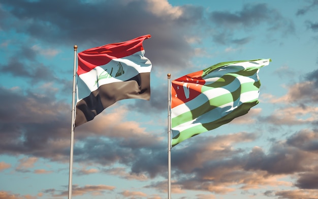 Mooie nationale vlaggen van Irak en Abchazië samen