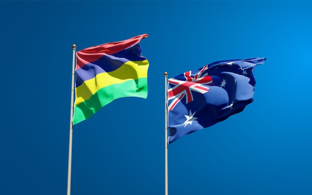 Mooie nationale vlaggen van Mauritius en Australië samen