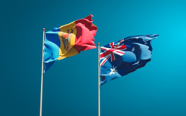 Mooie nationale vlaggen van Moldavië en Australië samen