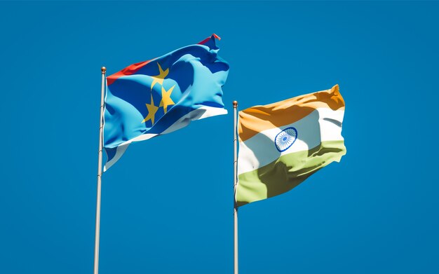 Mooie nationale vlaggen van Vojvodina en India samen