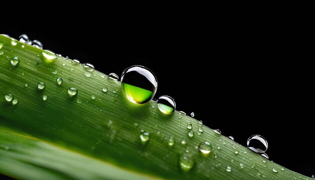 Mooie natuurlijke dauwdruppels of regen op vers grasblad geïsoleerd op transparante achtergrond Closeup