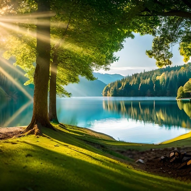 Foto mooie natuurlijke lente zomer intreepupil panoramisch achtergrondframe met vers, sappig gebladerte