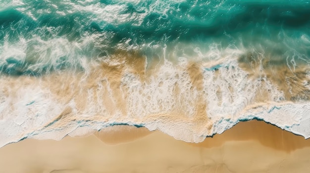 Mooie natuurlijke zomervakantie vakantie achtergrond Arial top-down blauwe water golven Ai gegenereerd