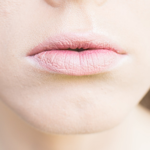 Mooie nude lippen make-up