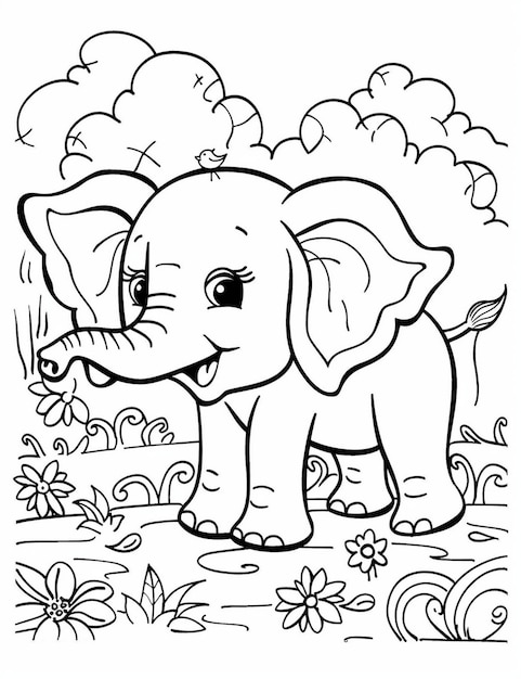 Mooie olifant te kleuren
