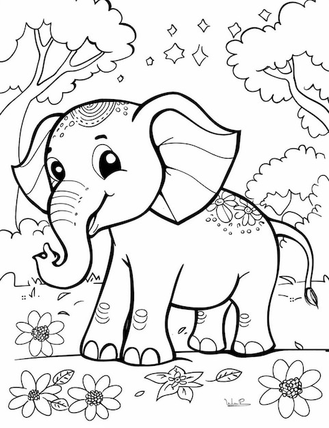 Mooie olifant te kleuren